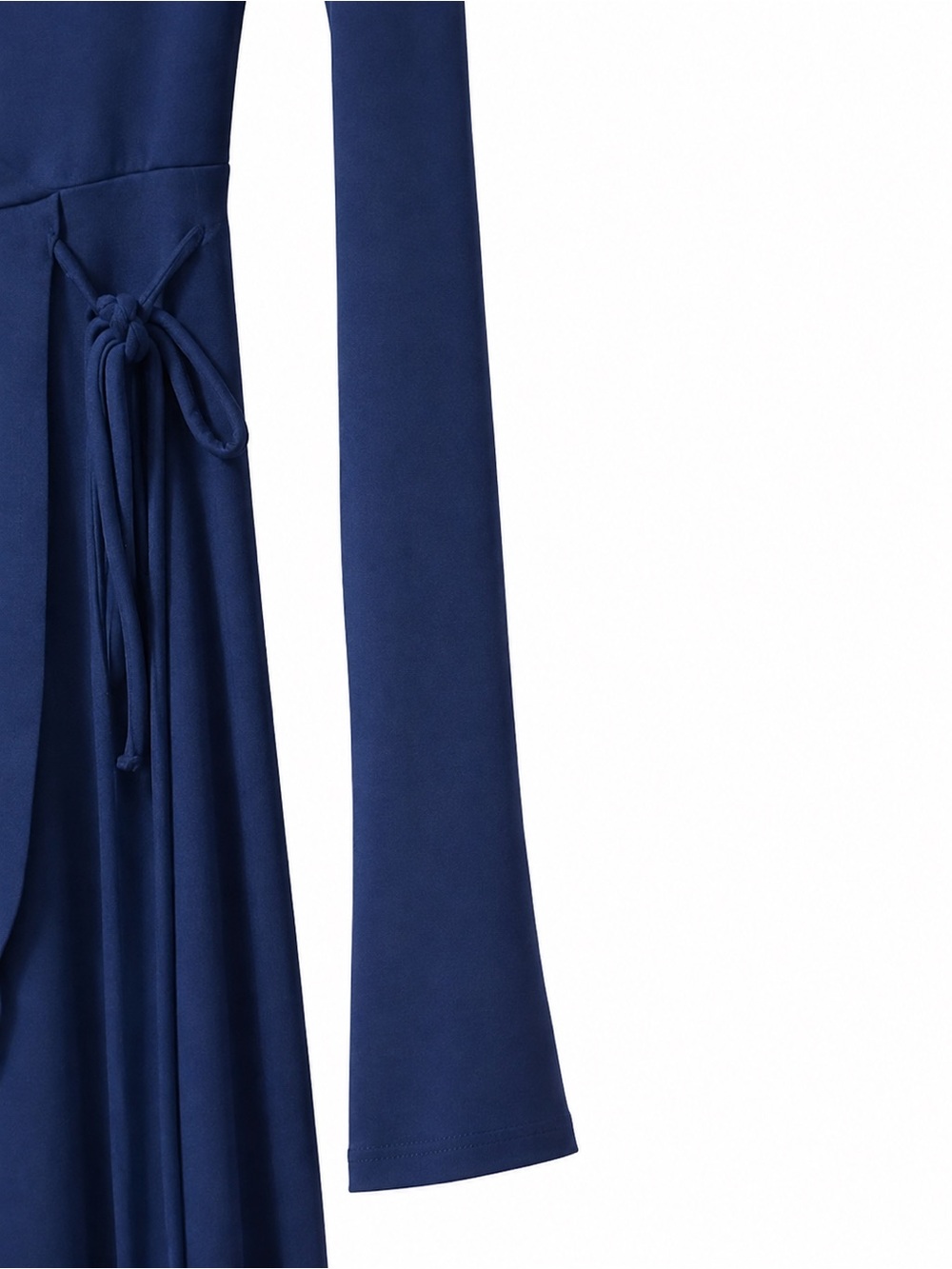 Forever 21 Deep Blue Faux-Wrap Midi Dress Minimalist Workwear Office Coastal - Picture 5 of 8